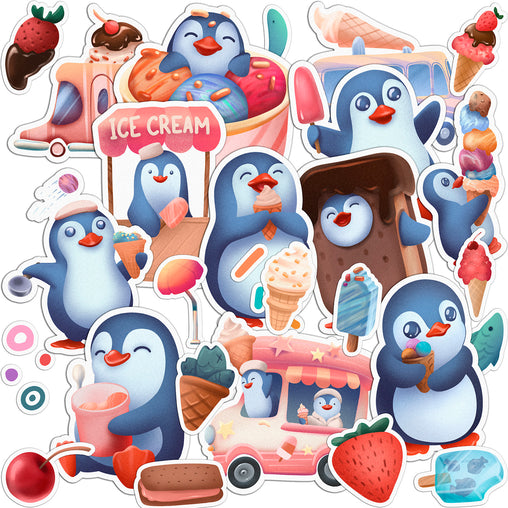 Lex Altern 29 PCS Sticker Pack for Laptop Penguin Ice-Cream