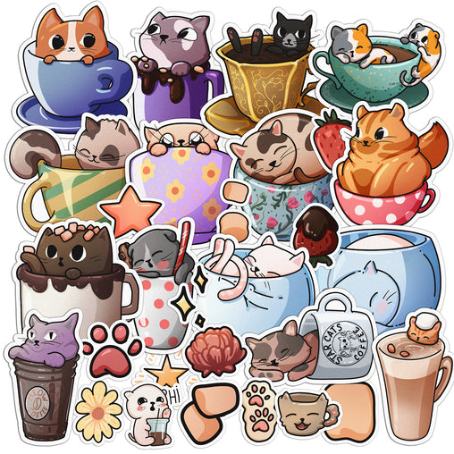Lex Altern 28 PCS Sticker Pack for Laptop Catpuccino