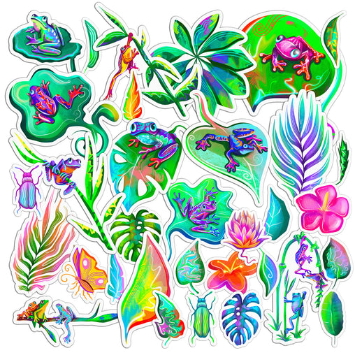Lex Altern 35 PCS Sticker Pack for Laptop Tropical Frogs