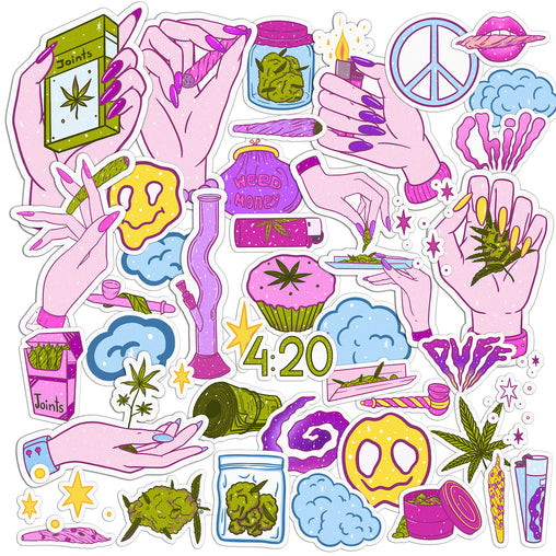 Lex Altern 43 PCS Sticker Pack for Laptop Smoking Weed