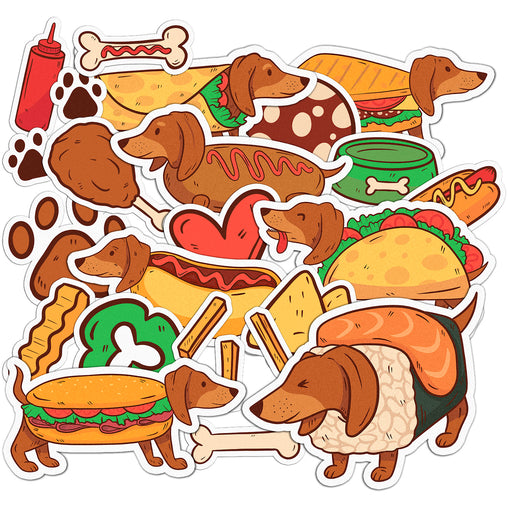 Lex Altern 23 PCS Sticker Pack for Laptop Doxie Food