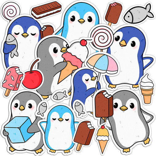Lex Altern 19 PCS Sticker Pack for Laptop Cartoon Penguin