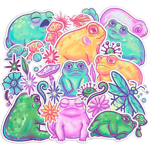 Lex Altern 34 PCS Sticker Pack for Laptop Colorful Frogs