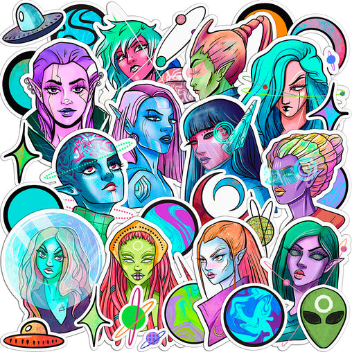 Lex Altern 33 PCS Sticker Pack for Laptop Female Aliens