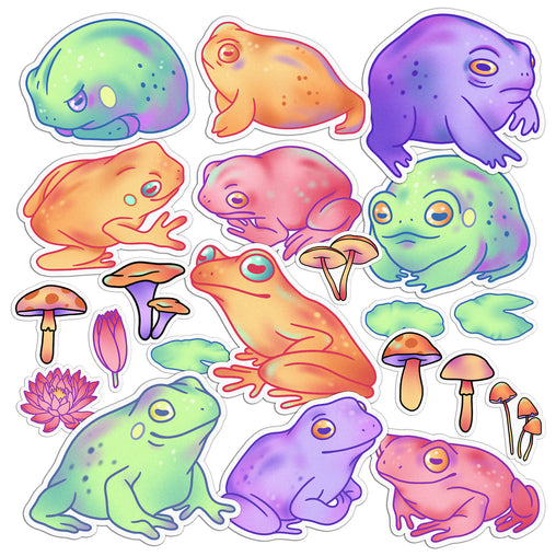 Lex Altern 21 PCS Sticker Pack for Laptop Funny Frogs