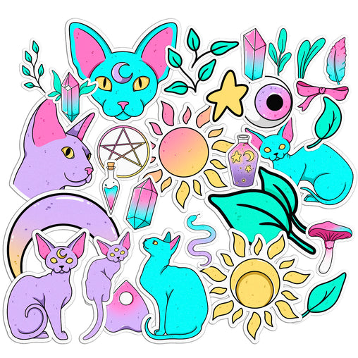 Lex Altern 31 PCS Sticker Pack for Laptop Colorful Sphynx