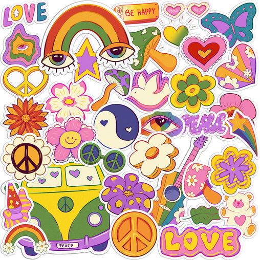 Lex Altern 38 PCS Sticker Pack for Laptop Groovy Vibes