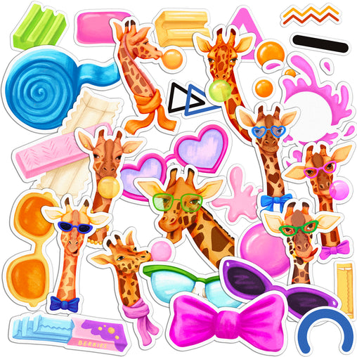 Lex Altern 32 PCS Sticker Pack for Laptop Bubblegum Giraffe