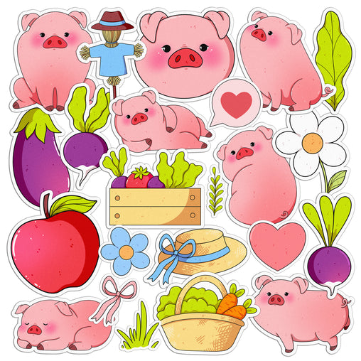 Lex Altern 23 PCS Sticker Pack for Laptop Farm Piggy