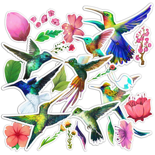 Lex Altern 24 PCS Sticker Pack for Laptop Exotic Hummingbirds