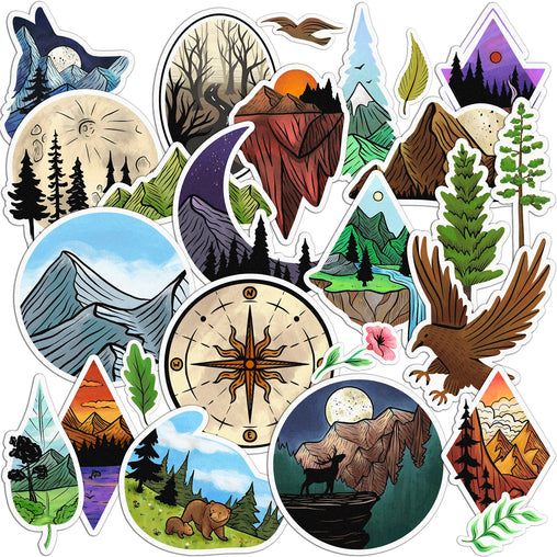 Lex Altern 25 PCS Sticker Pack for Laptop Nature Scenes