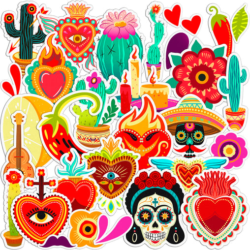 Lex Altern 30 PCS Sticker Pack for Laptop Mexican Party
