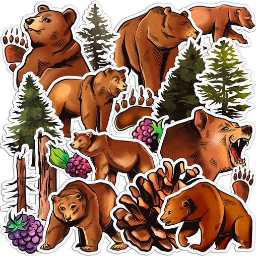 Lex Altern 21 PCS Sticker Pack for Laptop Woodland Bear