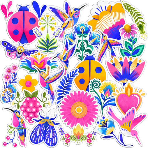 Lex Altern 29 PCS Sticker Pack for Laptop Decorative Flowers