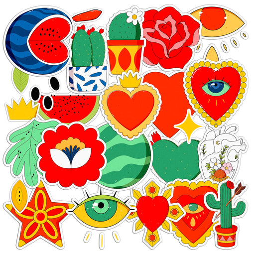 Lex Altern 24 PCS Sticker Pack for Laptop Mexican Hearts