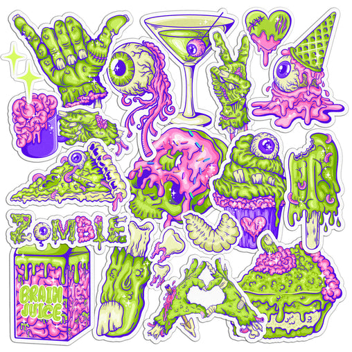 Lex Altern 19 PCS Sticker Pack for Laptop Zombie Meal
