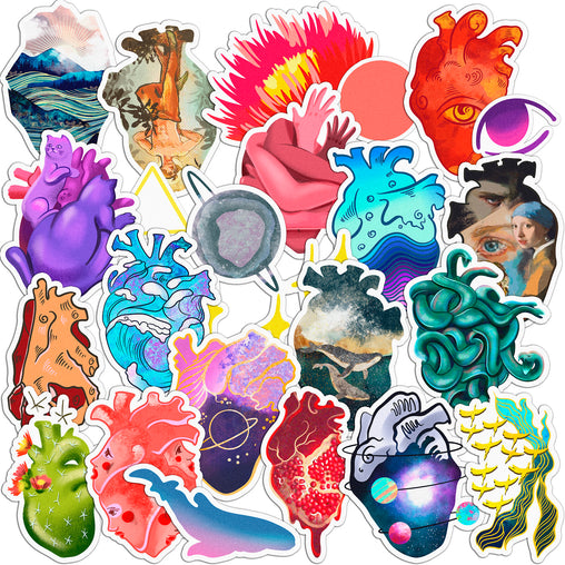 Lex Altern 24 PCS Sticker Pack for Laptop Anatomical Hearts