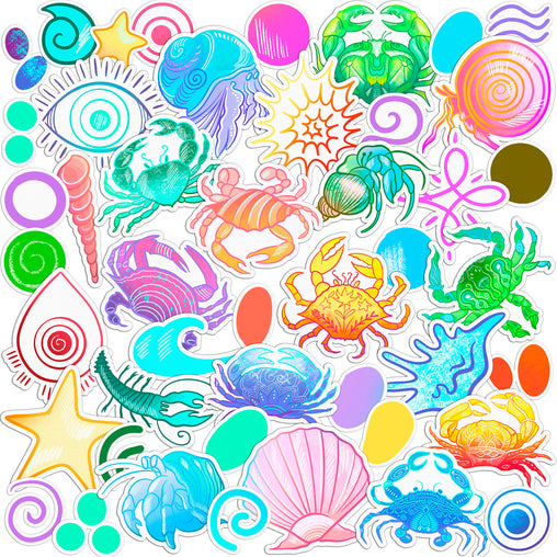 Lex Altern 46 PCS Sticker Pack for Laptop Colorful Crabs