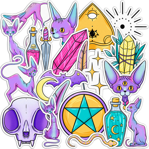 Lex Altern 22 PCS Sticker Pack for Laptop Witchy Cat